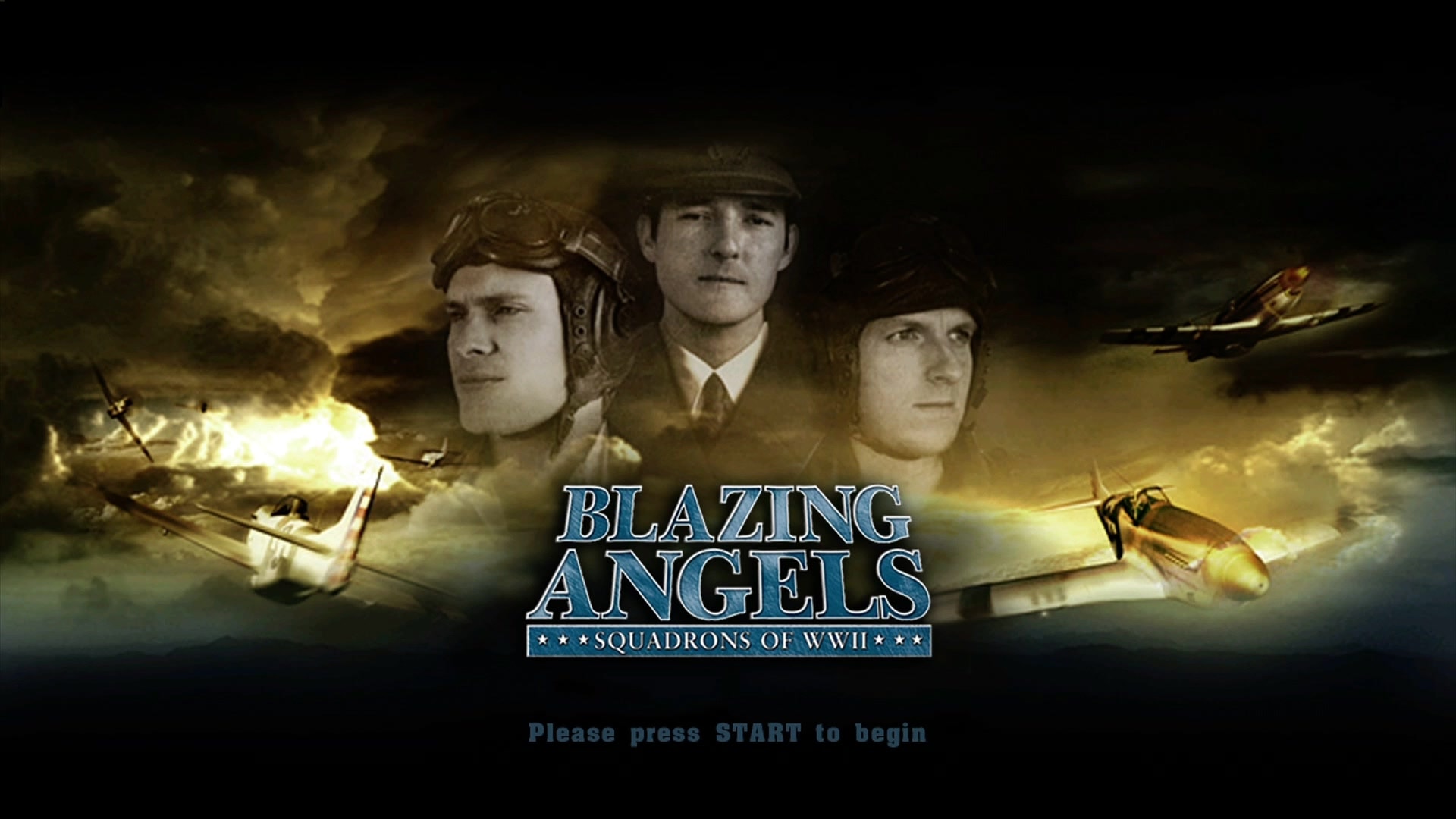 Blazing Angels: Squadrons of WWII title screen for Xbox 360
